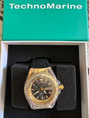 TechnoMarine Cruise TM-121175 Black Mother of Pearl Dial 40mm Watch NIB